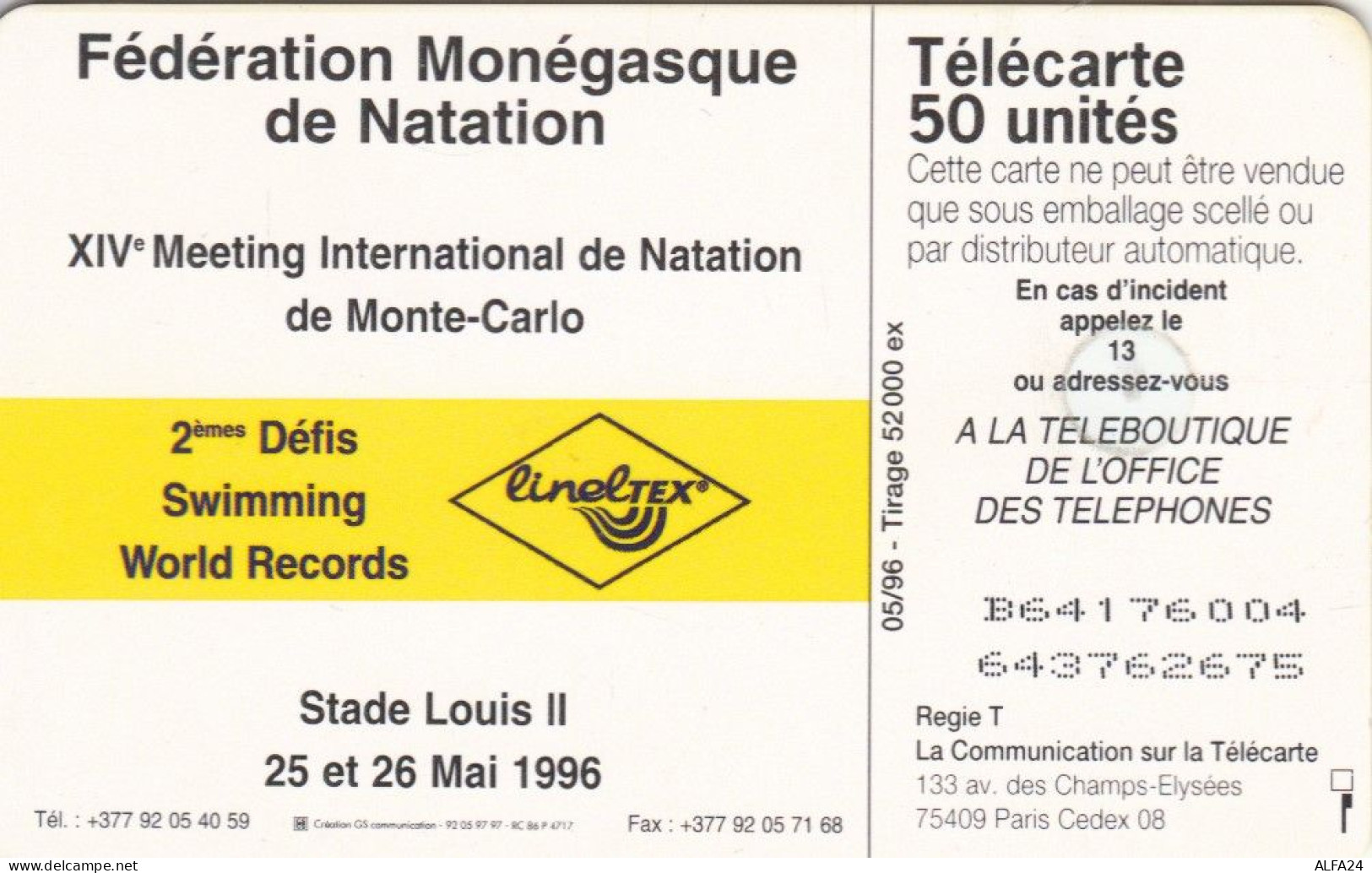 PHONE CARD MONACO (E79.52.7 - Monace