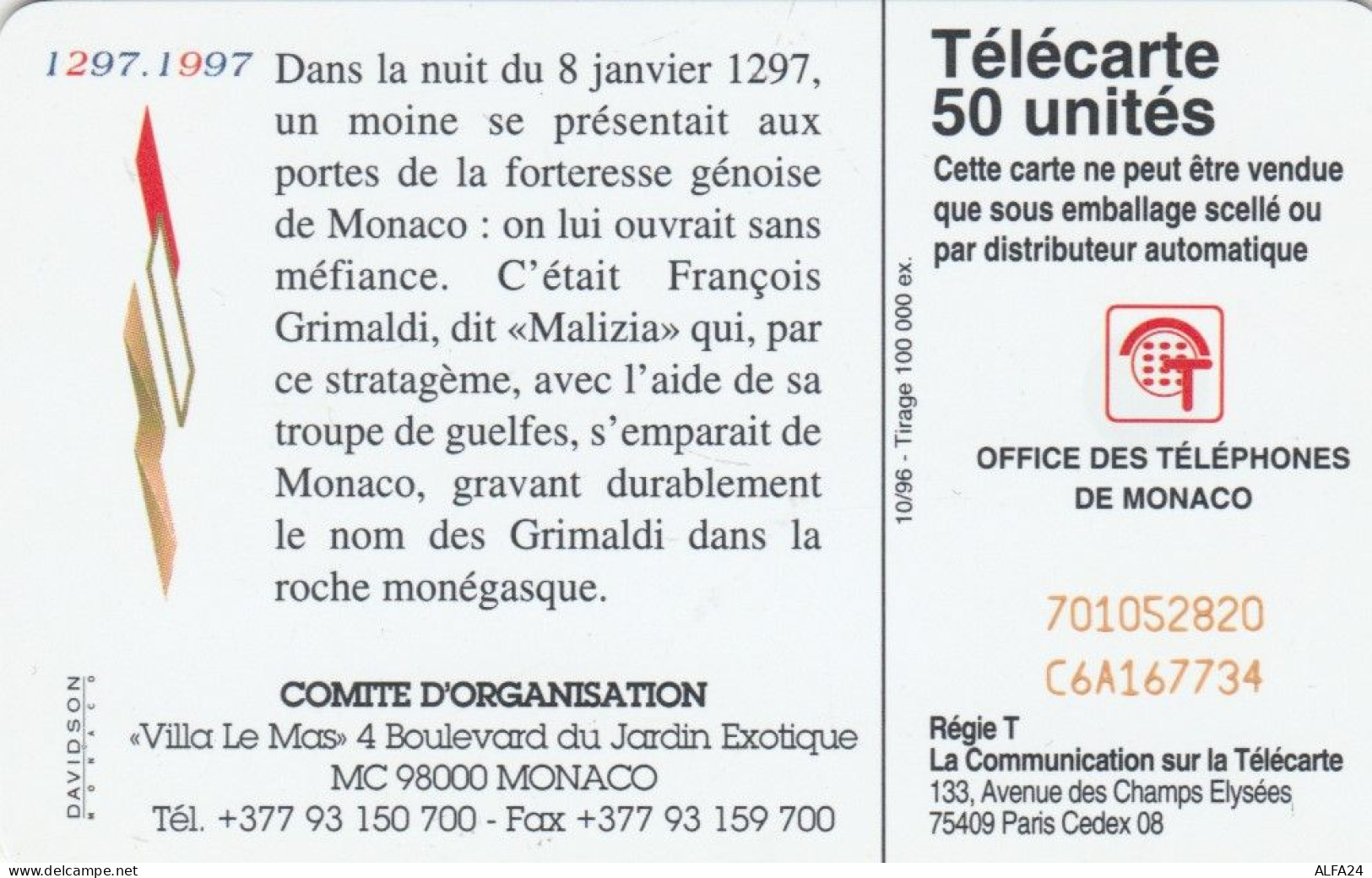 PHONE CARD MONACO (E79.52.2 - Monaco