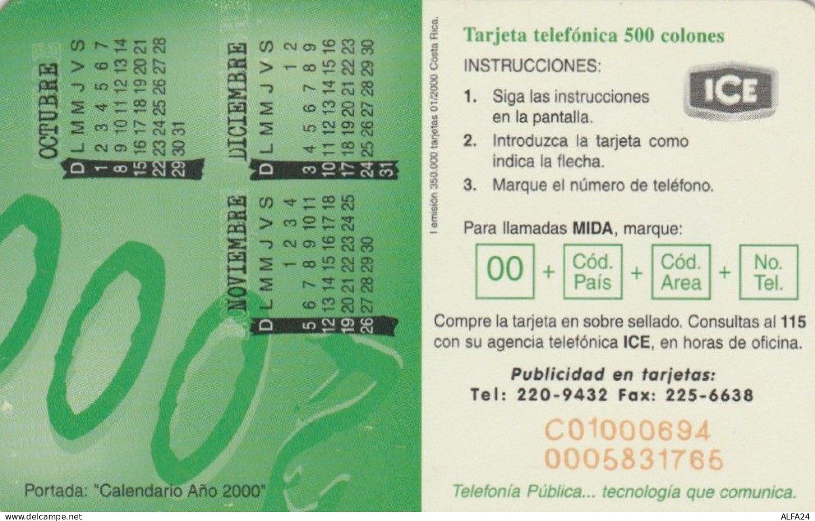 PHONE CARD COSTARICA (E79.45.6 - Costa Rica