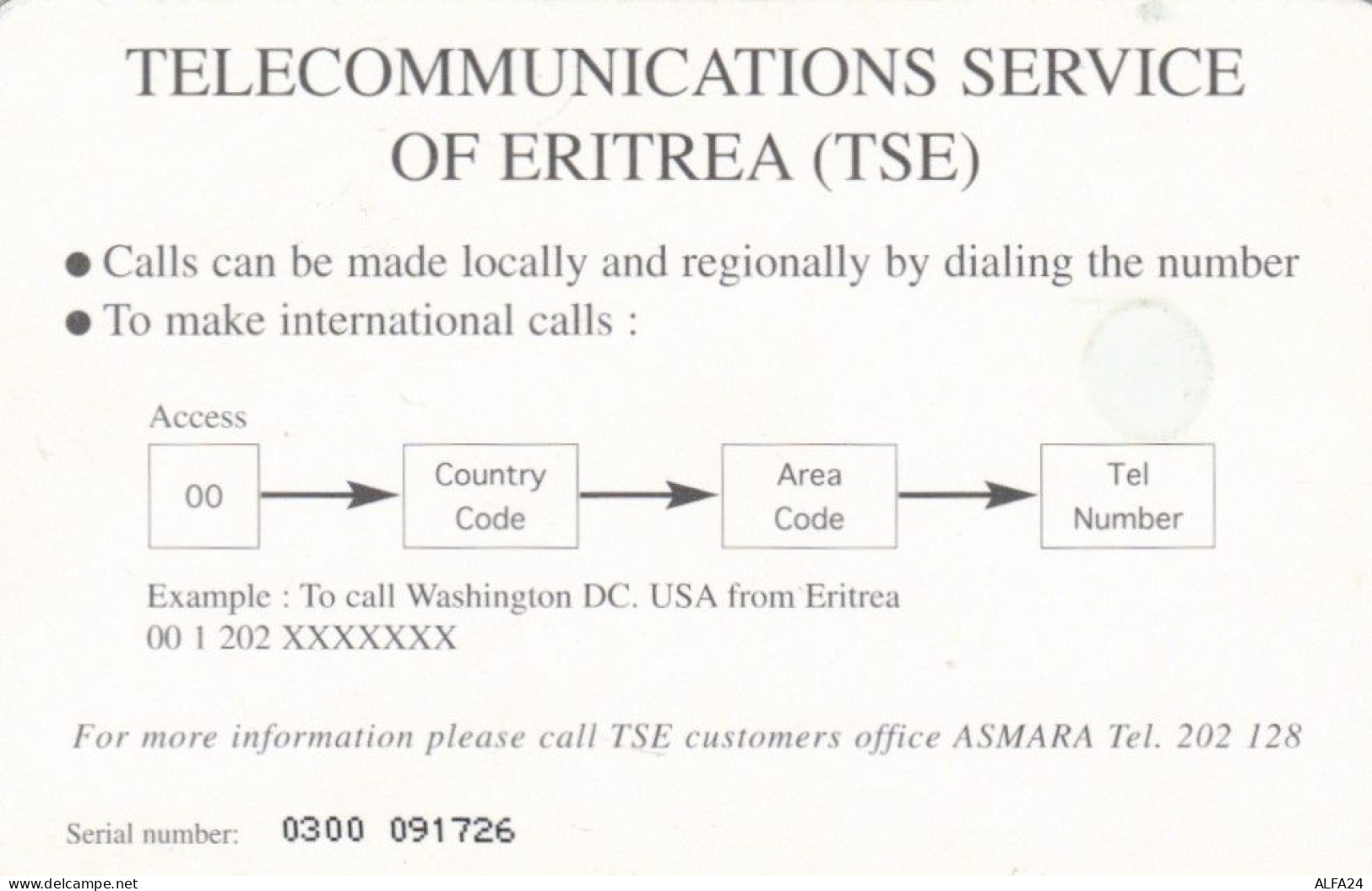 PHONE CARD ERITREA (E79.19.2 - Eritrea