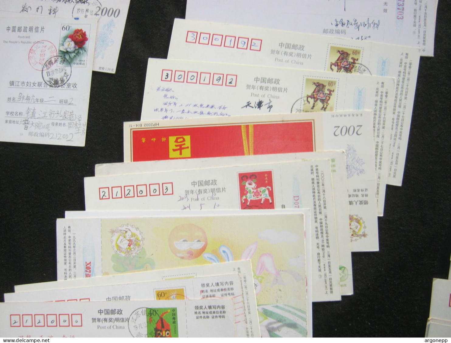 CHINA , 98 Ganzsachen Karten , Ca. 1993 - 2002 , Alle Verschickt Mit Stempeln - Storia Postale