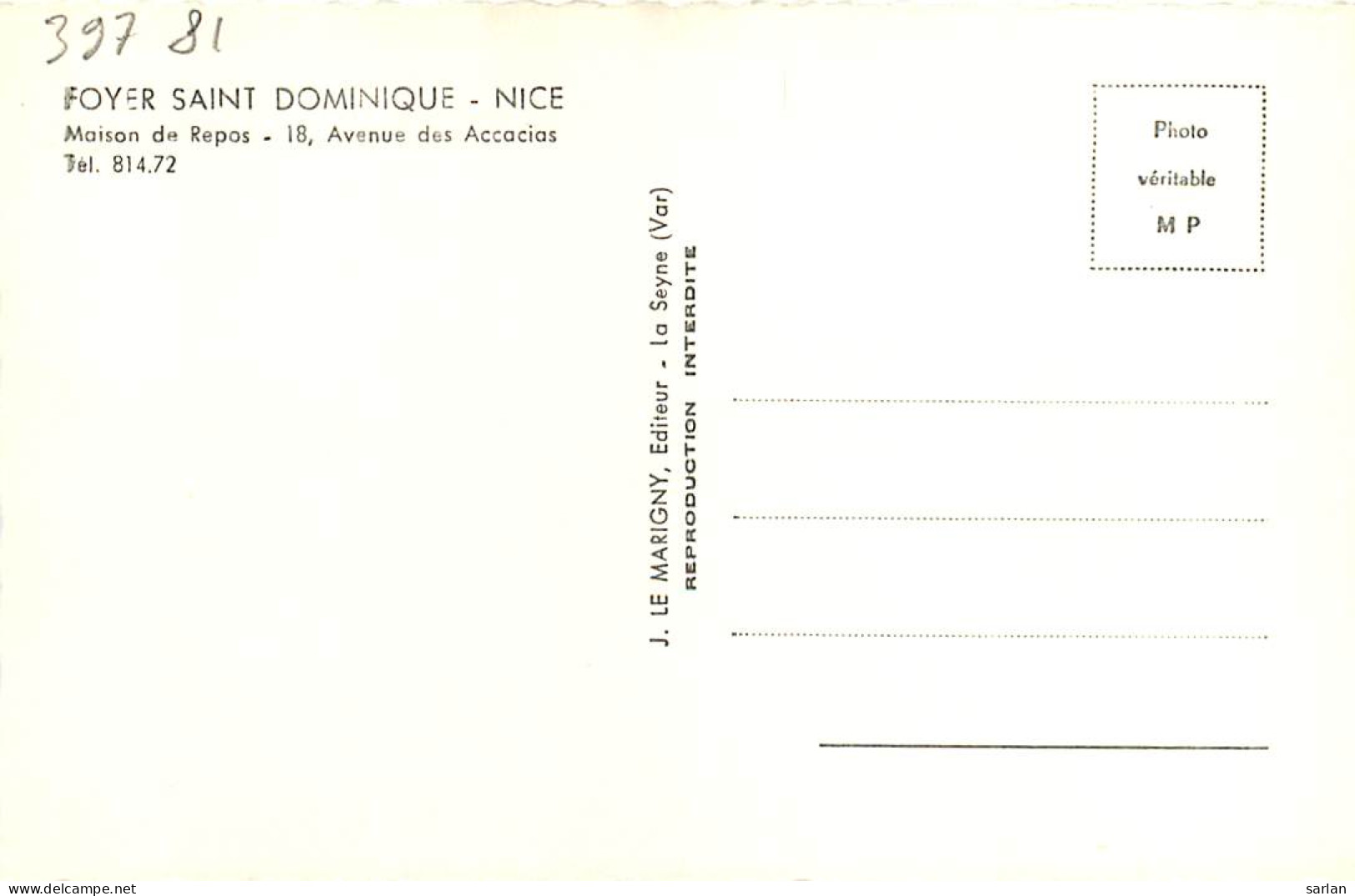 06 , NICE , FOYER SAINT DOMINIQUE , Maison De Repos , * 397 81 - Salud, Hospitales