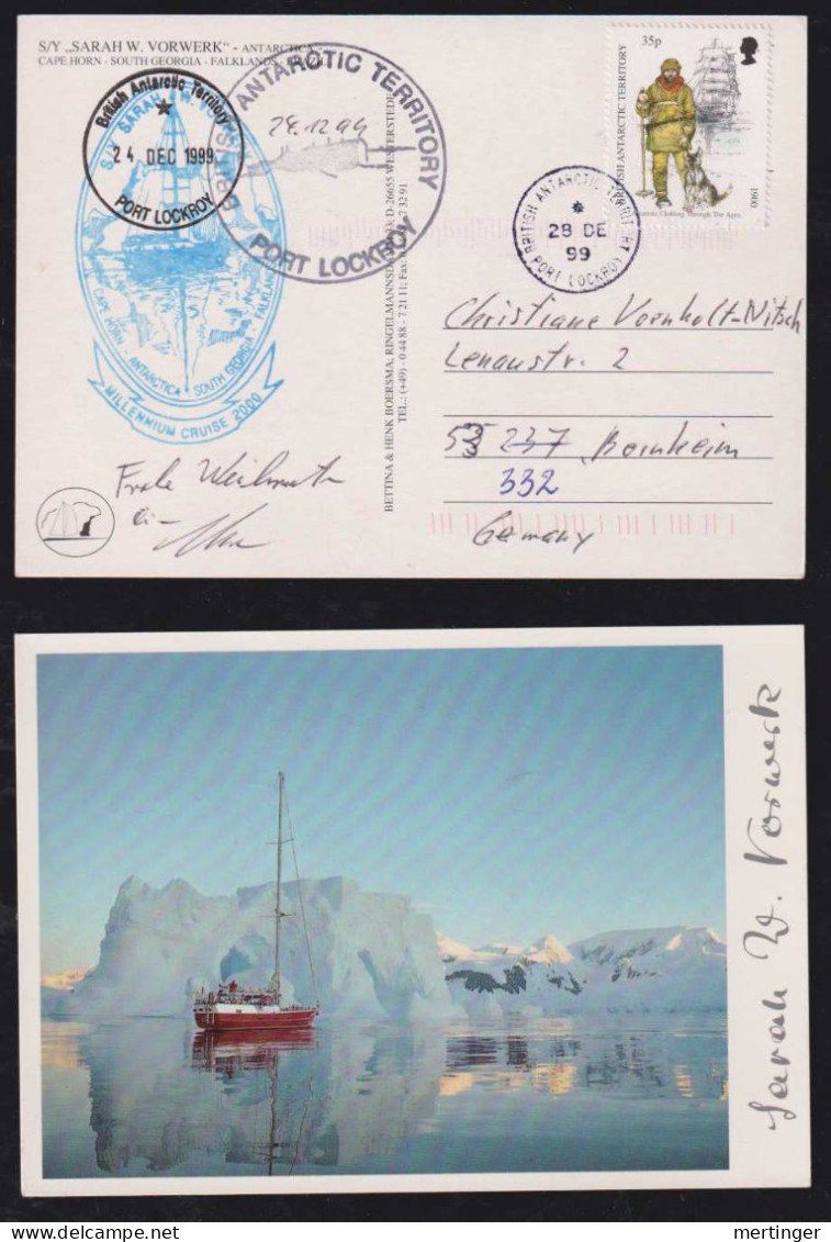 BAT British Antarctic Territory 1999 Postcard PORT LOCKROY X BORNHEIM Germany - Covers & Documents