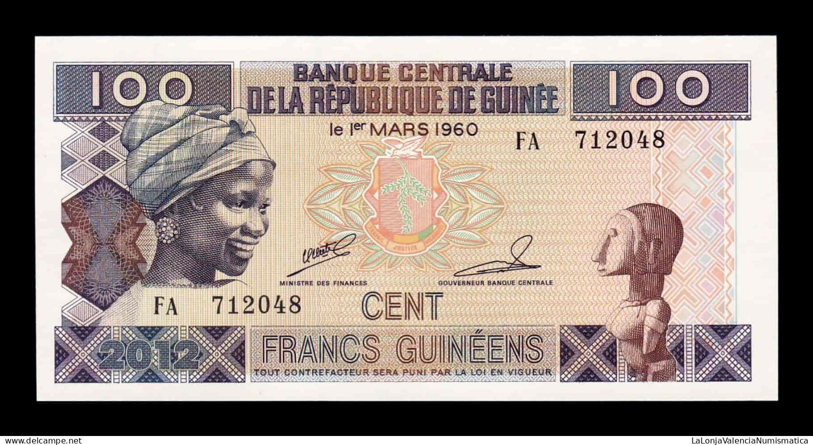 Guinea 100 Francs 2012 Pick 35b Sc Unc - Guinée