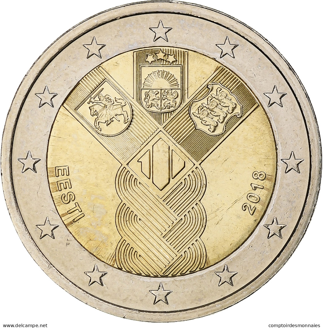 Estonie, 2 Euro, Indépendance Des Pays-baltes, 2018, SPL+, Bimétallique - Estonie
