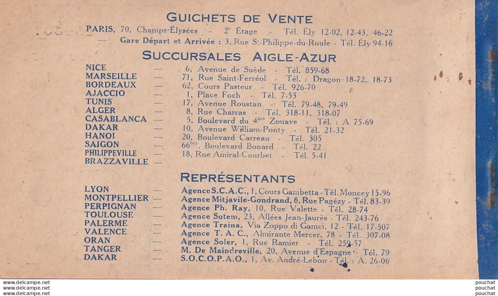 BILLET DE DE TRANSPORTS AERIENS - AIGLE - AZUR - CONGO - BRAZZAVILLE - PARIS - 28 JUIN 1953 - 4 SCANS - Wereld