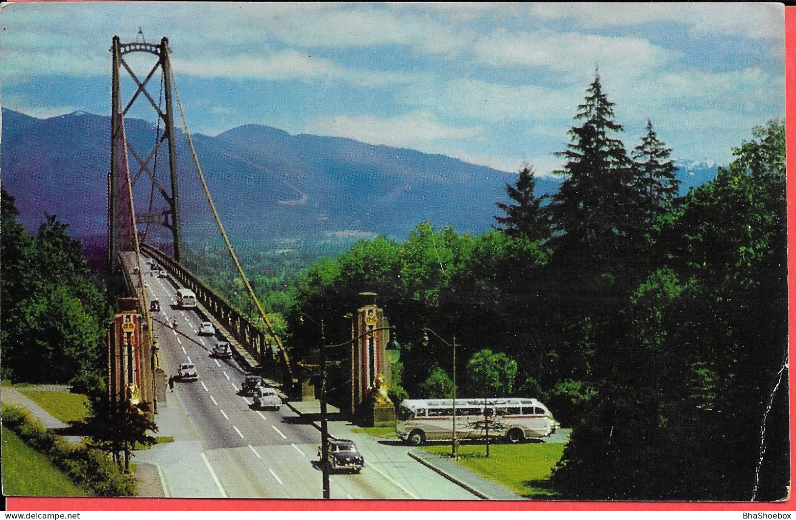 Carte Postale Couleur, écrite, Entrée Lion's Gate Bridge, Vancouver, Autos à Identifier, Autocar, Bus, .... - Vancouver
