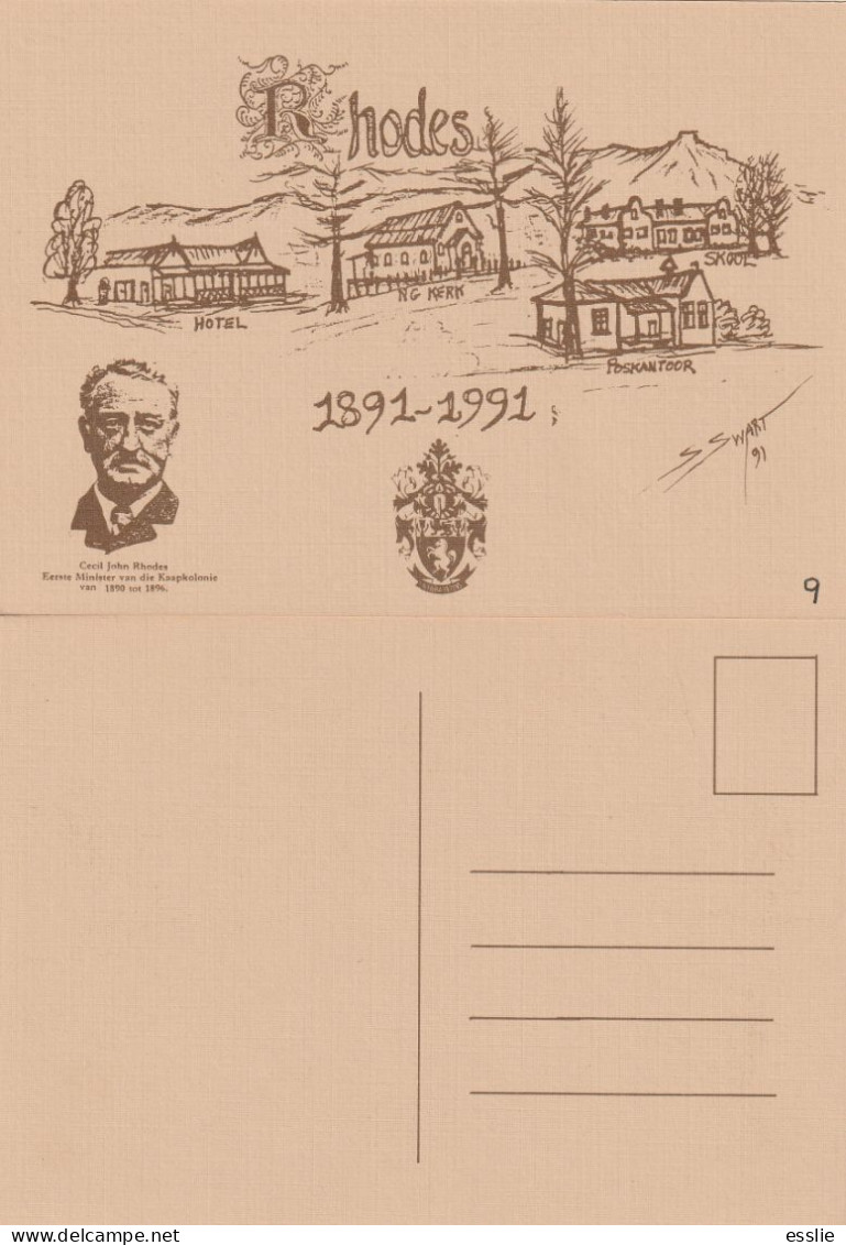 Centenary Of Rhodes (1891 - 1991) Eastern Cape, South Africa - Named After Cecil John Rhodes - Village Scene - Storia Postale