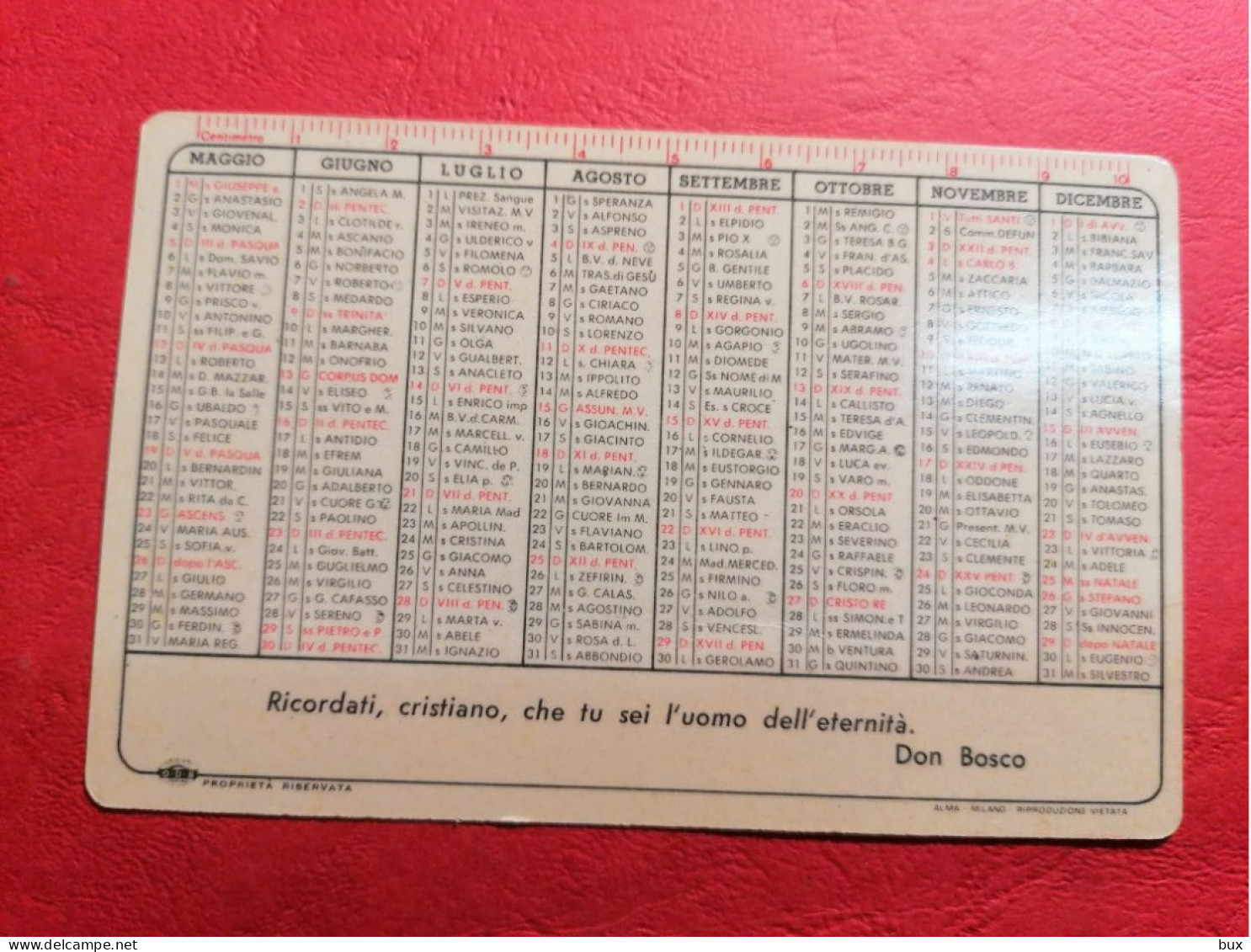 1963 Opere Don Bosco Puglia Lucania Calendarietto Tascabile Calendario Religioso - Petit Format : 1961-70