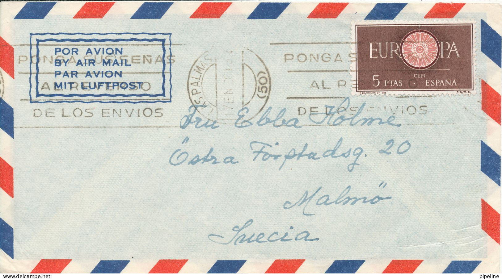 Spain Air Mail Cover Sent To Sweden With EUROPA CEPT Single Stamp - Cartas & Documentos