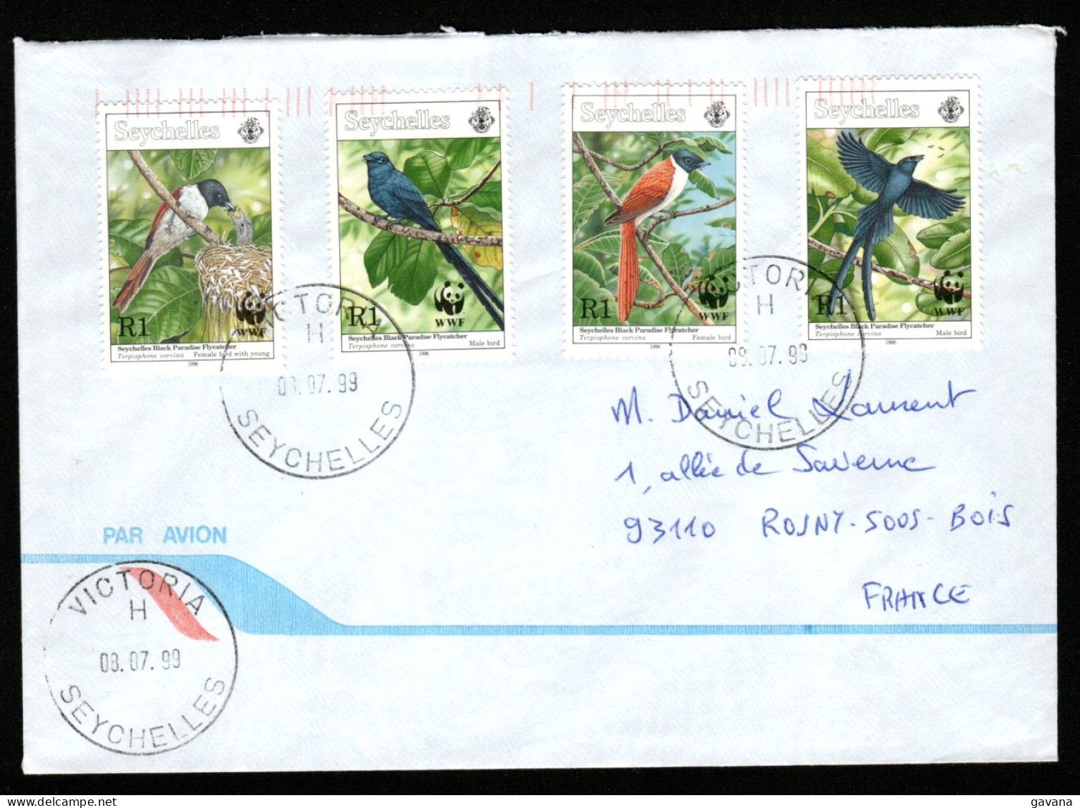 SEYCHELLES - Lettre Pour La France 1999 - Seychelles (1976-...)