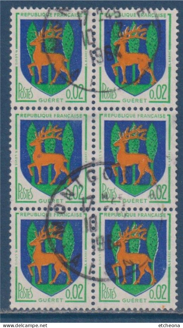 Bloc De 6 De Feuille Oblitérés, Armoiries De Villes Guéret N°1351B - 1941-66 Armoiries Et Blasons