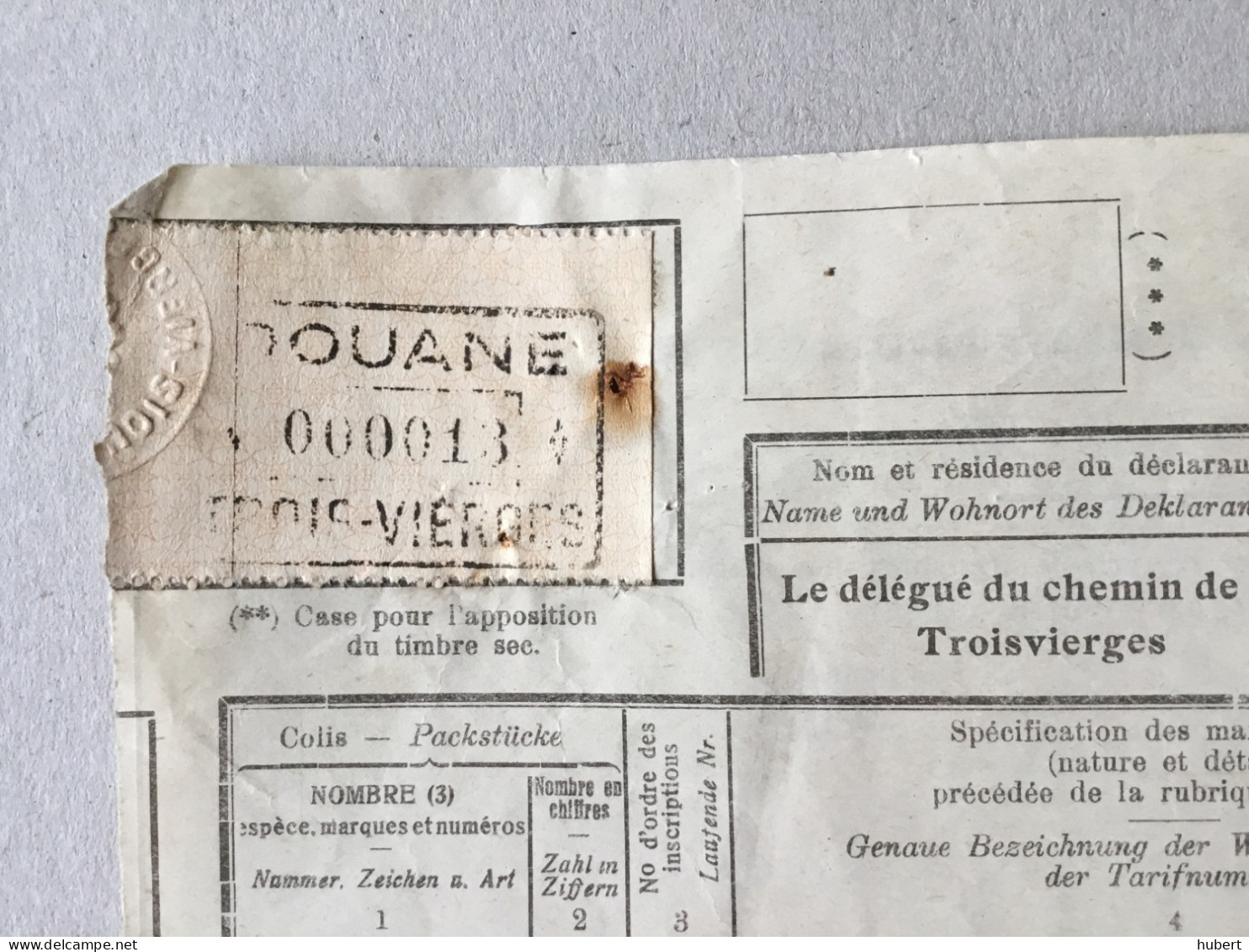 Vignette Douane Troisvierges Sur Document Transport Chemin De Fer - Revenue Stamps