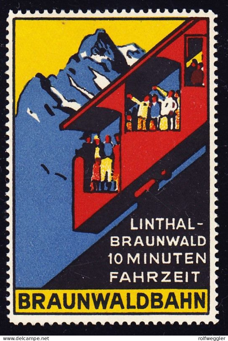 Um 1930 Braunwald Bahn, Postfrische Vignette Mit Originalgummi - Bahnwesen