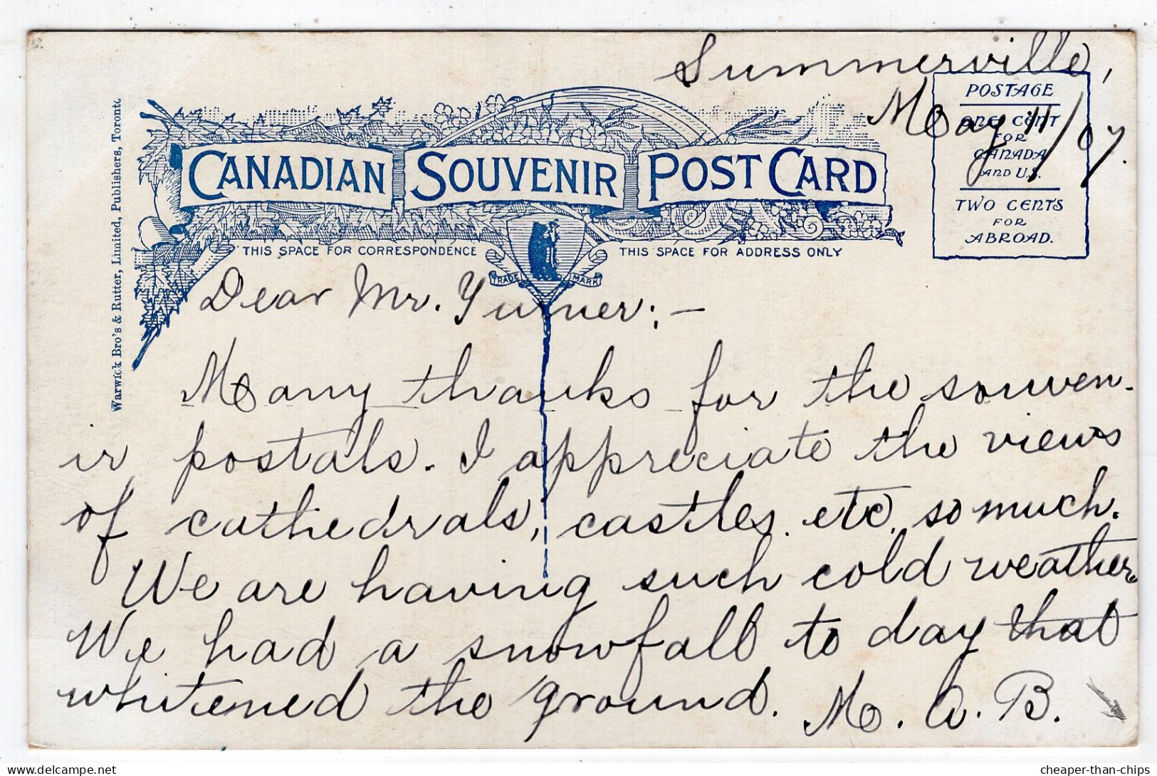 LOUISBURG - Old Ruins - Warwick Bros. & Rutter - Canadian Souvenir Mailing - Other & Unclassified