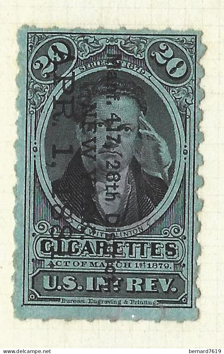 Timbres Fiscaux  - Etats Unis  - Cigarettes -   Cigare -  Dewitt Clinton   - 1883 - Fiscal