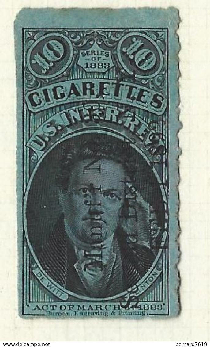 Timbres Fiscaux  - Etats Unis  - Cigarettes -   Cigare -  De Witt Clinton   - 1883 - Fiscale Zegels