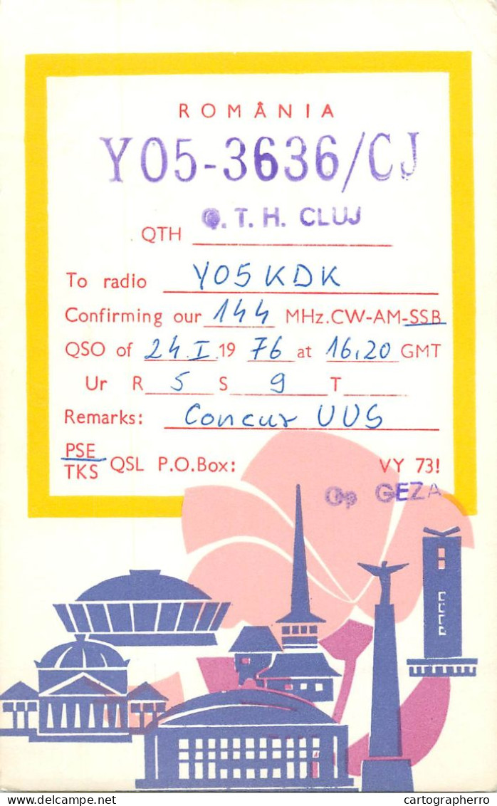 Romania Radio Amateur QSL Card Y05-3636 Cluj Y05KDK - Radio Amateur