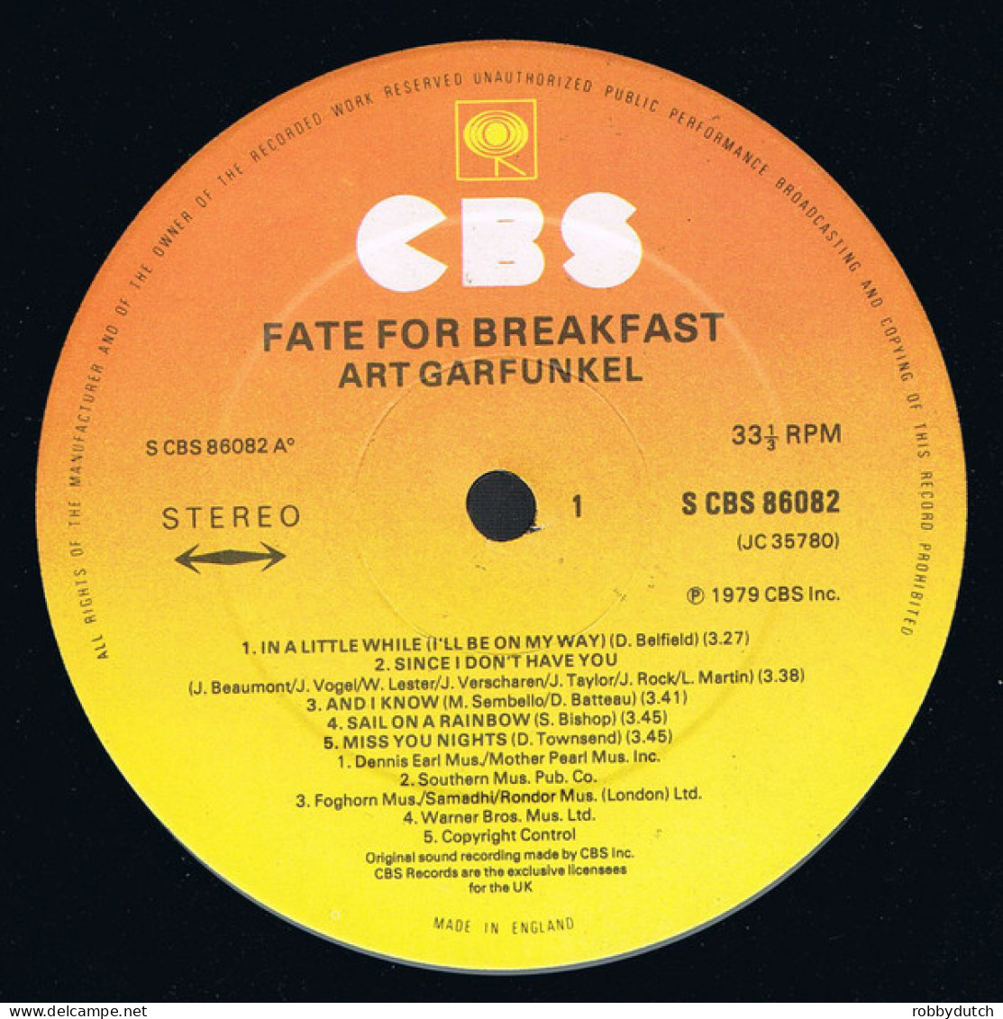 * LP *  ART GARFUNKEL - FATE FOR BREAKFAST (England 1979 EX-) - Disco, Pop