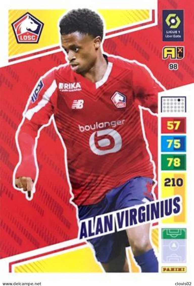 98 Alan Virginius - LOSC Lille - Panini Adrenalyn XL 2023-2024 Ligue 1 - Trading Cards