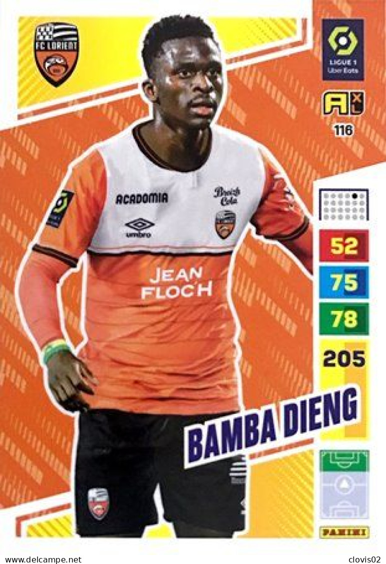 116 Bamba Dieng - FC Lorient - Panini Adrenalyn XL 2023-2024 Ligue 1 - Trading Cards