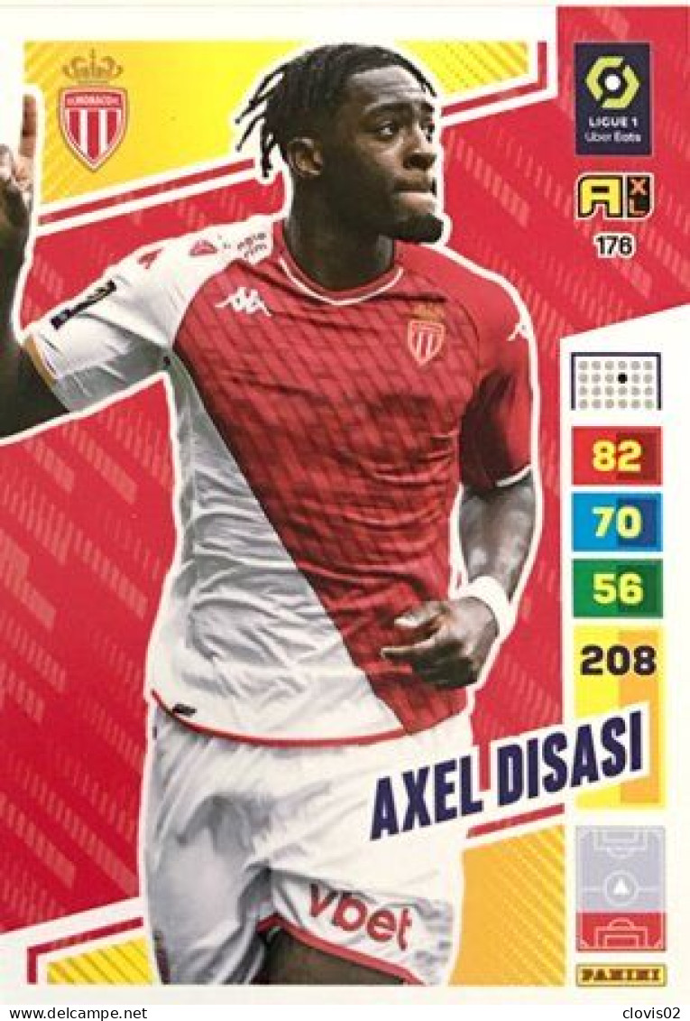 Trading Cards - 176 Axel Disasi - AS Monaco - Panini Adrenalyn XL