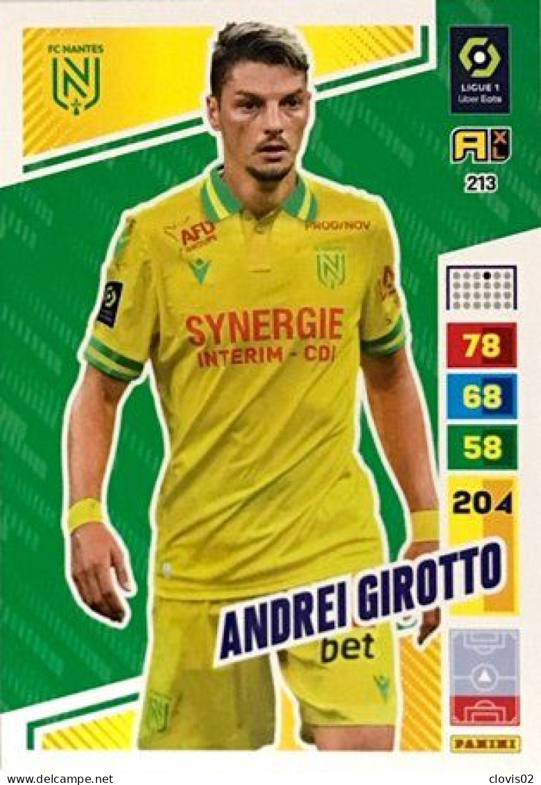 213 Andrei Girotto - FC Nantes - Panini Adrenalyn XL 2023-2024 Ligue 1 - Trading Cards