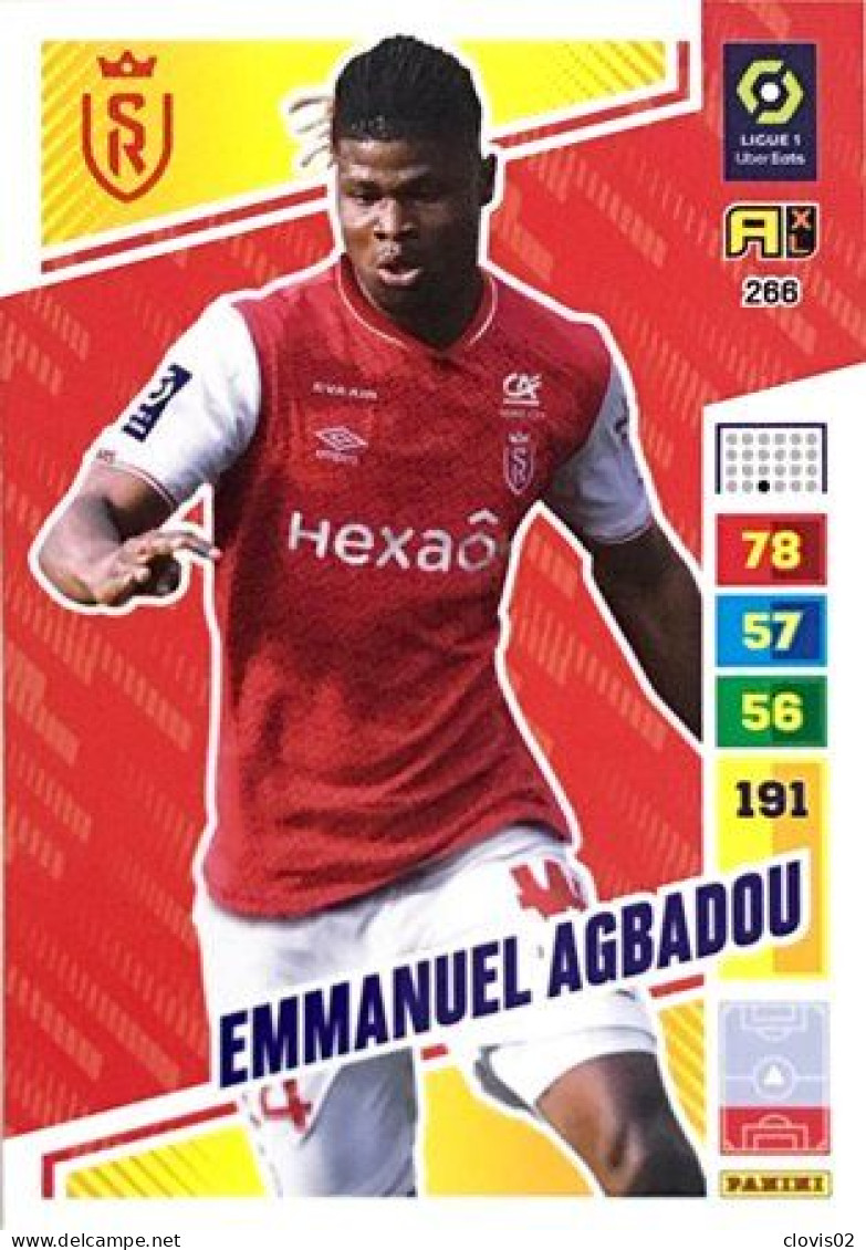 266 Emmanuel Agbadou - Stade De Reims - Panini Adrenalyn XL 2023-2024 Ligue 1 - Trading Cards