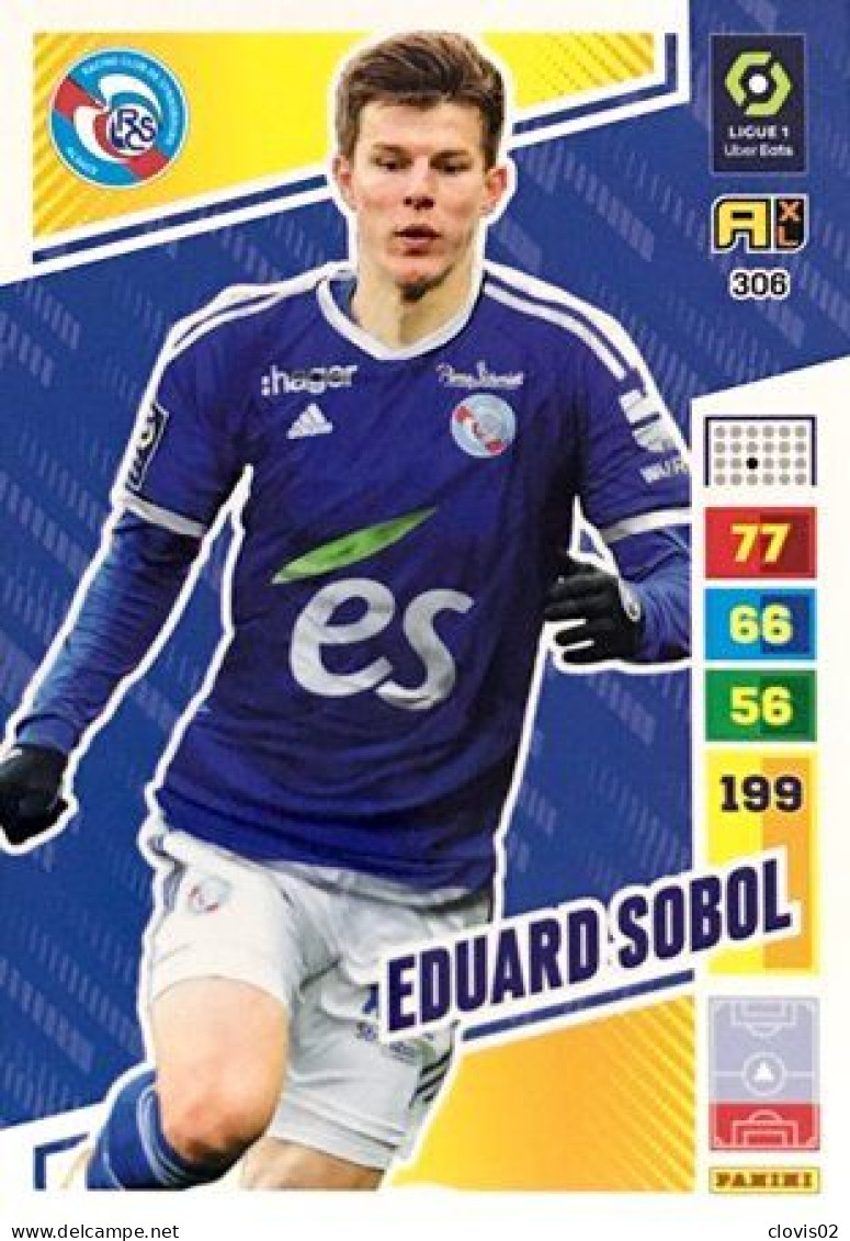 306 Eduard Sobol - RC Strasbourg Alsace - Panini Adrenalyn XL 2023-2024 Ligue 1 - Trading Cards