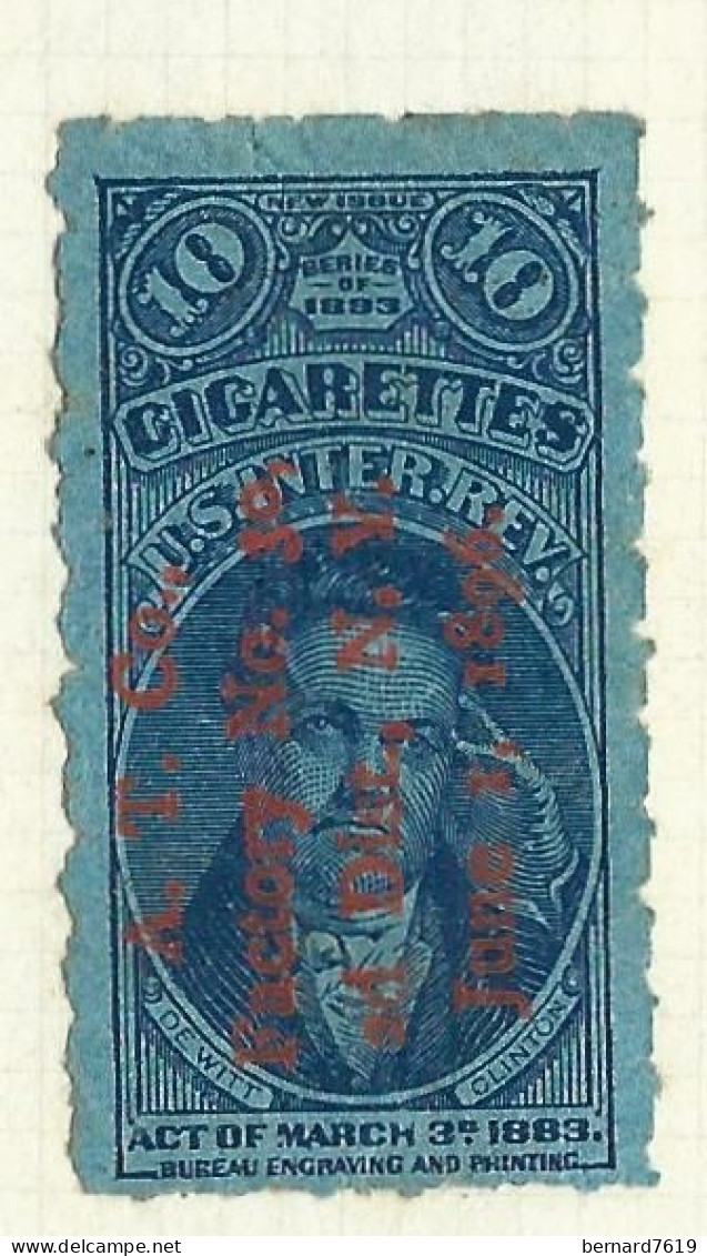 Timbres Fiscaux  - Etats Unis  - Cigarettes -   Cigare -  De Witt Clinton   - 1883 - Fiscali