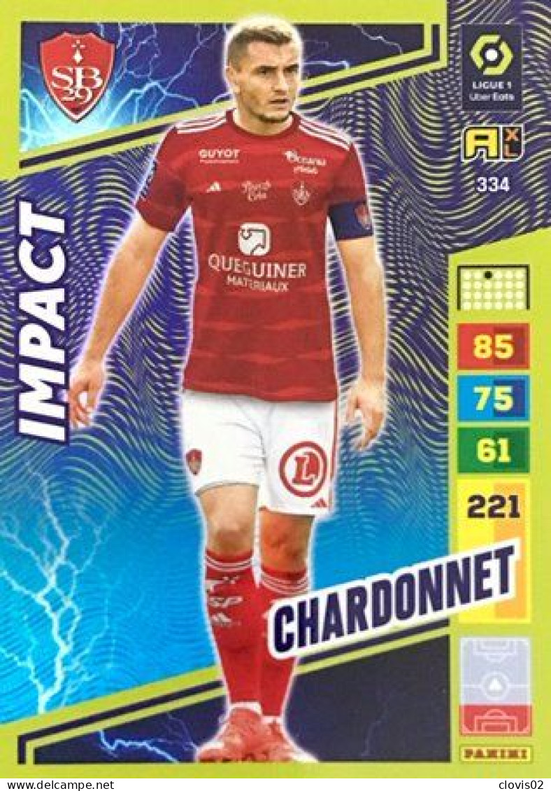 334 Brendan Chardonnet - Stade Brestois 29 - Impact - Panini Adrenalyn XL 2023-2024 Ligue 1 - Trading Cards