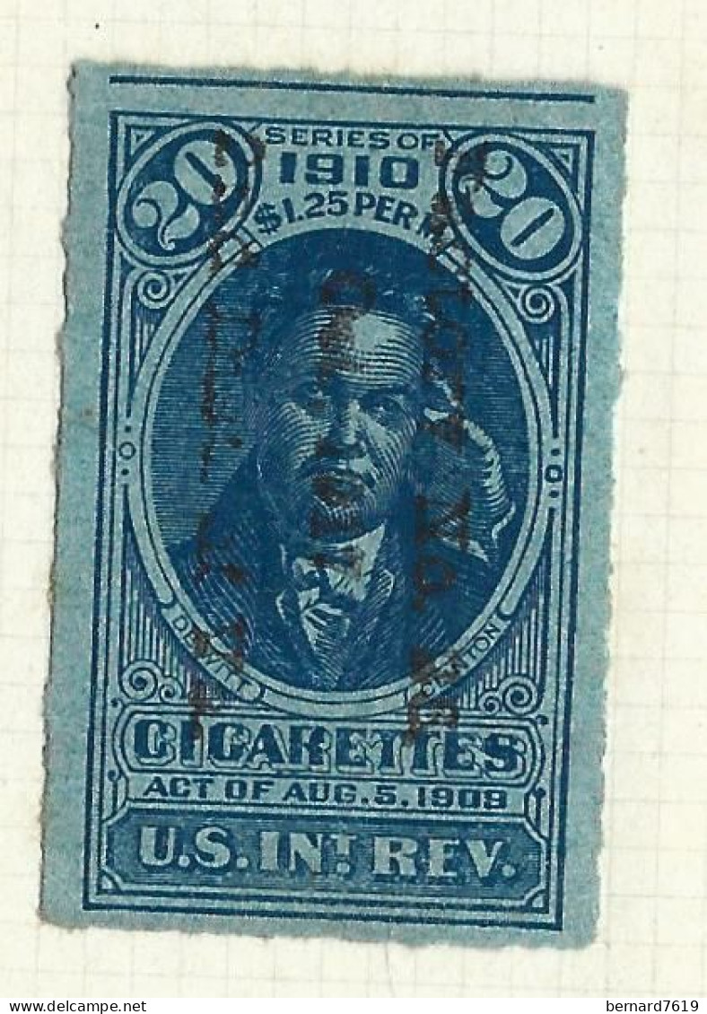 Timbres Fiscaux  - Etats Unis  - Cigarettes -   Cigare -  De Witt Clinton   - 1910 - Fiscale Zegels