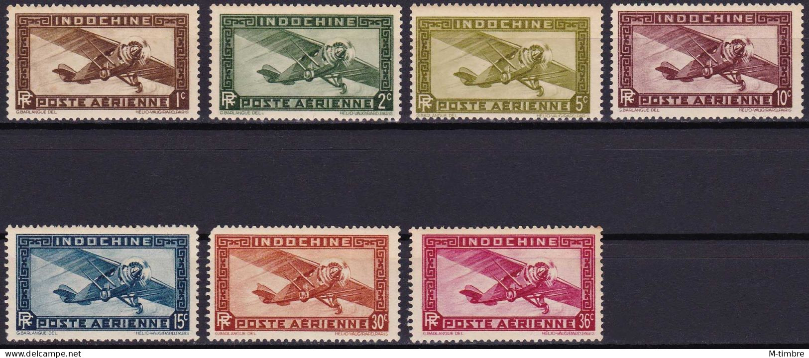 Indochine (Poste Aérienne) YT PA1 - PA2 - PA3 - PA4 - PA5 - PA7 - PA8 Année 1933-38 (MNH **) Avion - Airmail