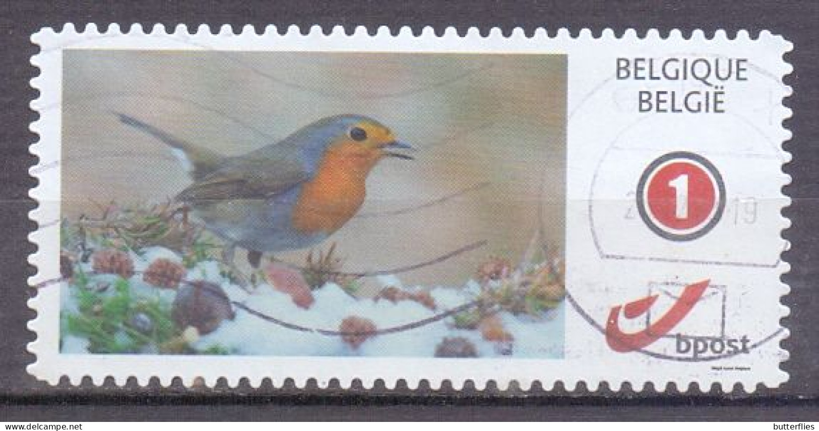 België - Duostamp - Vogels - Roodborstje  - Zonder Papierresten - Used Stamps