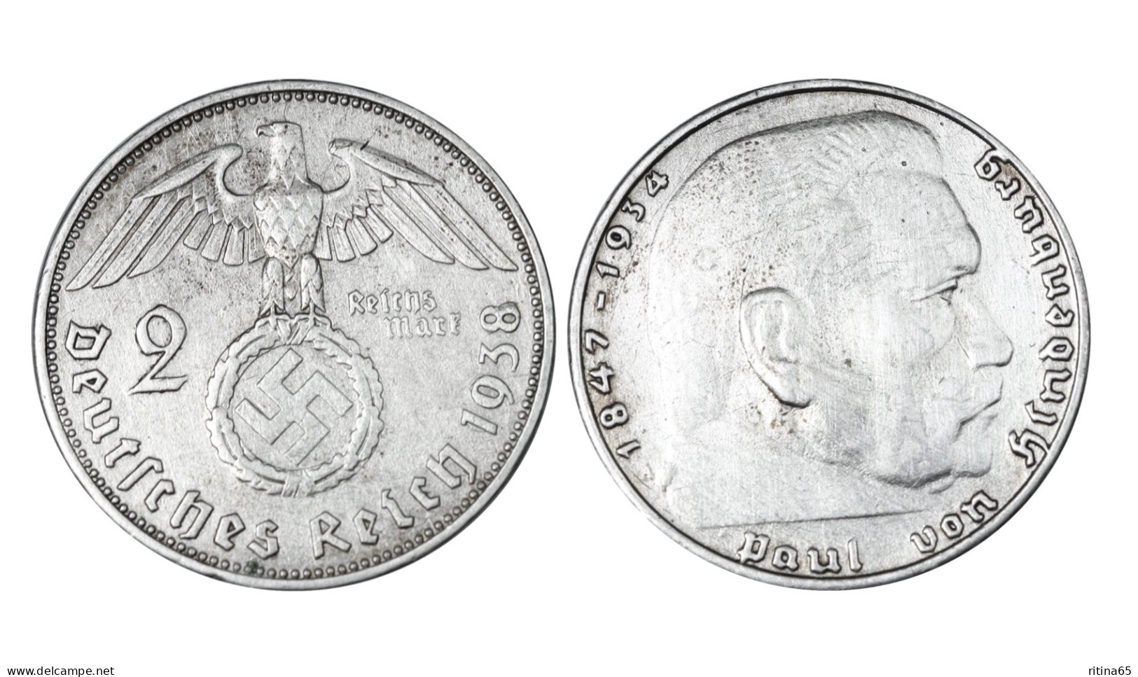 GERMANIA 2 REICHSMARK 1938 A IN ARGENTO KM# 93 - 2 Reichsmark