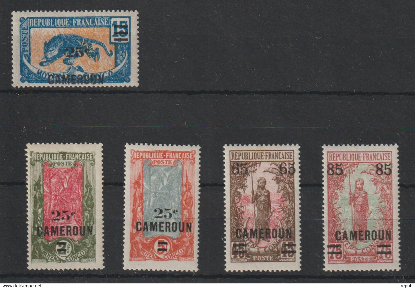 Cameroun 1924-25 Série Courante Surchargée 101-5, 5 Val * Charnière MH - Unused Stamps