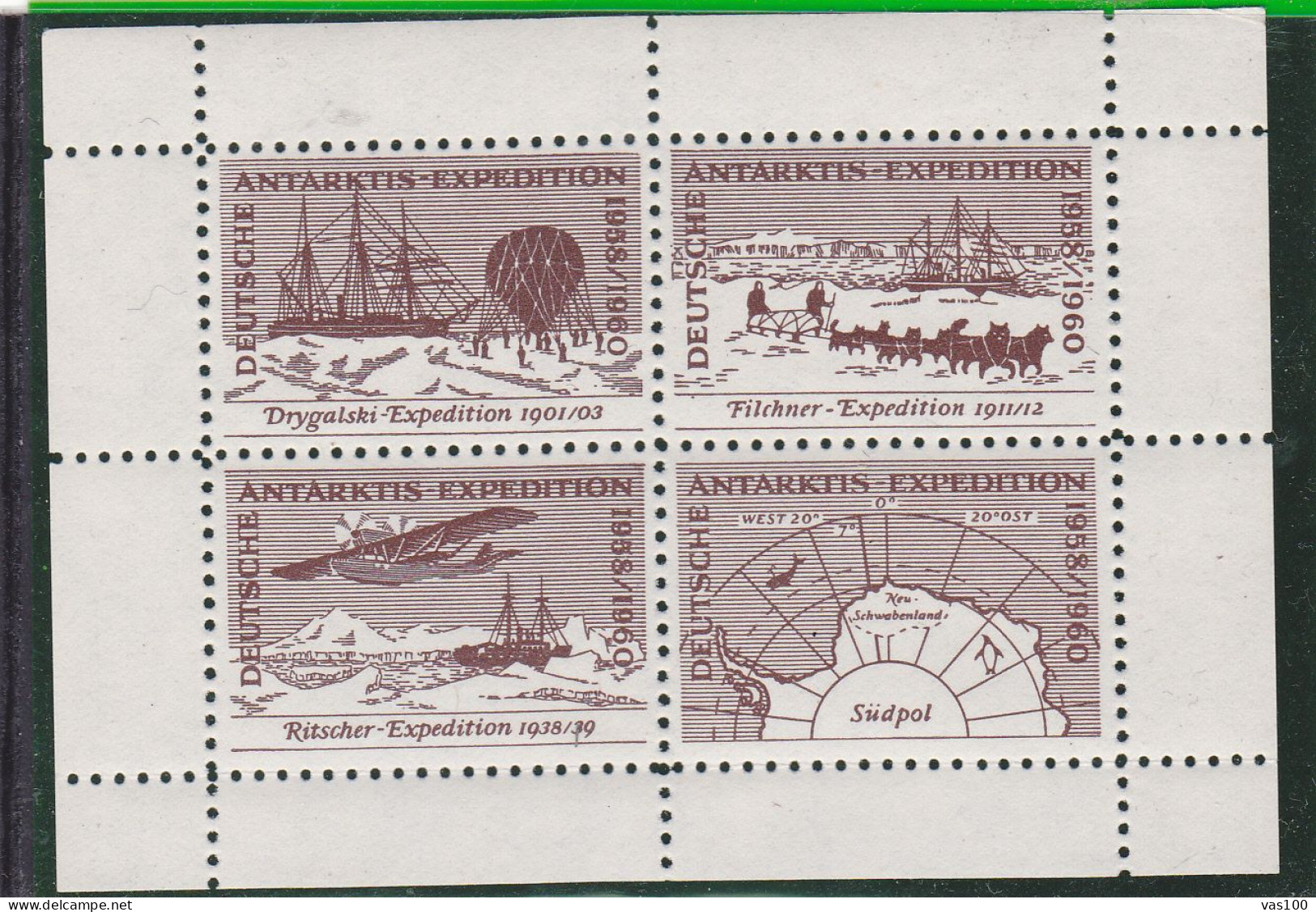 Germany Deutsche Antarktis Expedition 1958/1960 Sheet ** Mnh - Poolreizigers & Beroemdheden