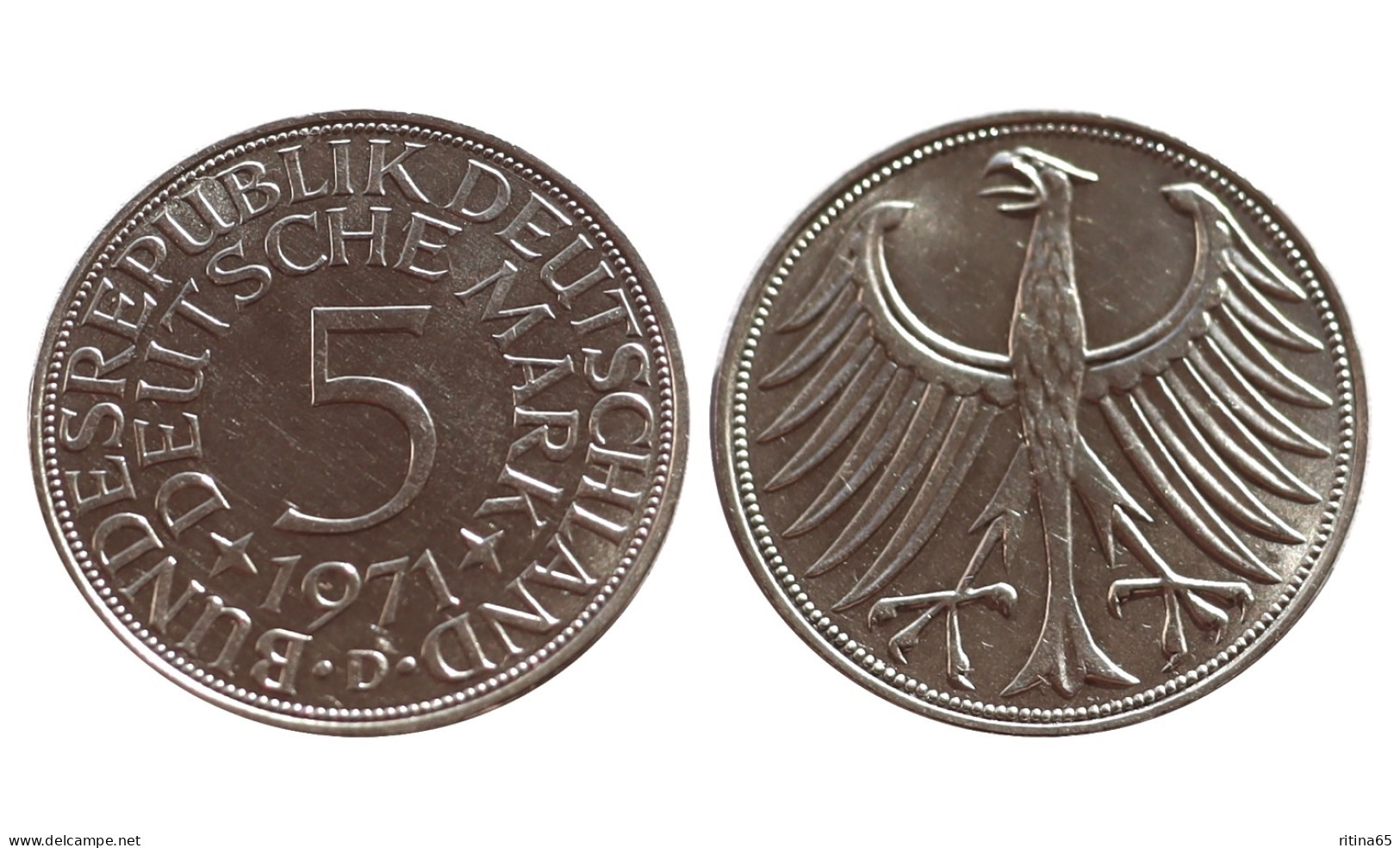 GERMANIA 5 MARK 1971 D IN ARGENTO KM# 112 - 5 Marchi