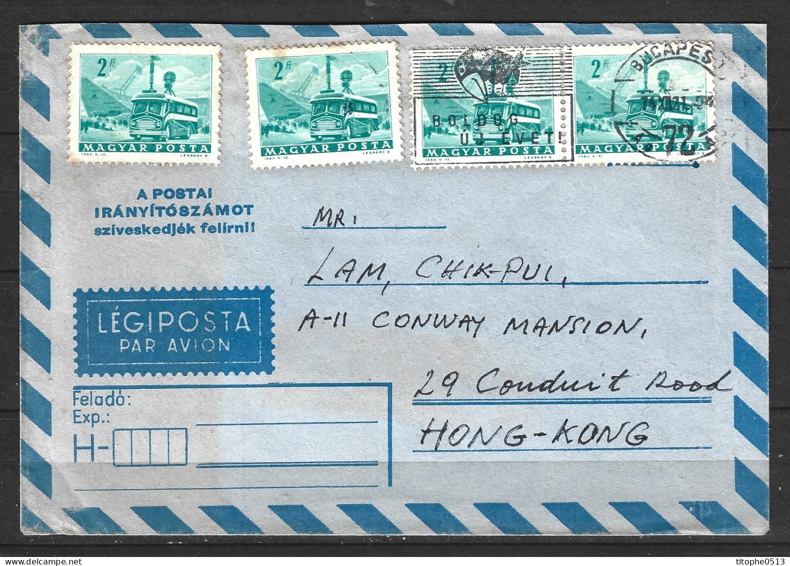HONGRIE. N°1568 De 1963-72 Sur Enveloppe Ayant Circulé. Car. - Busses