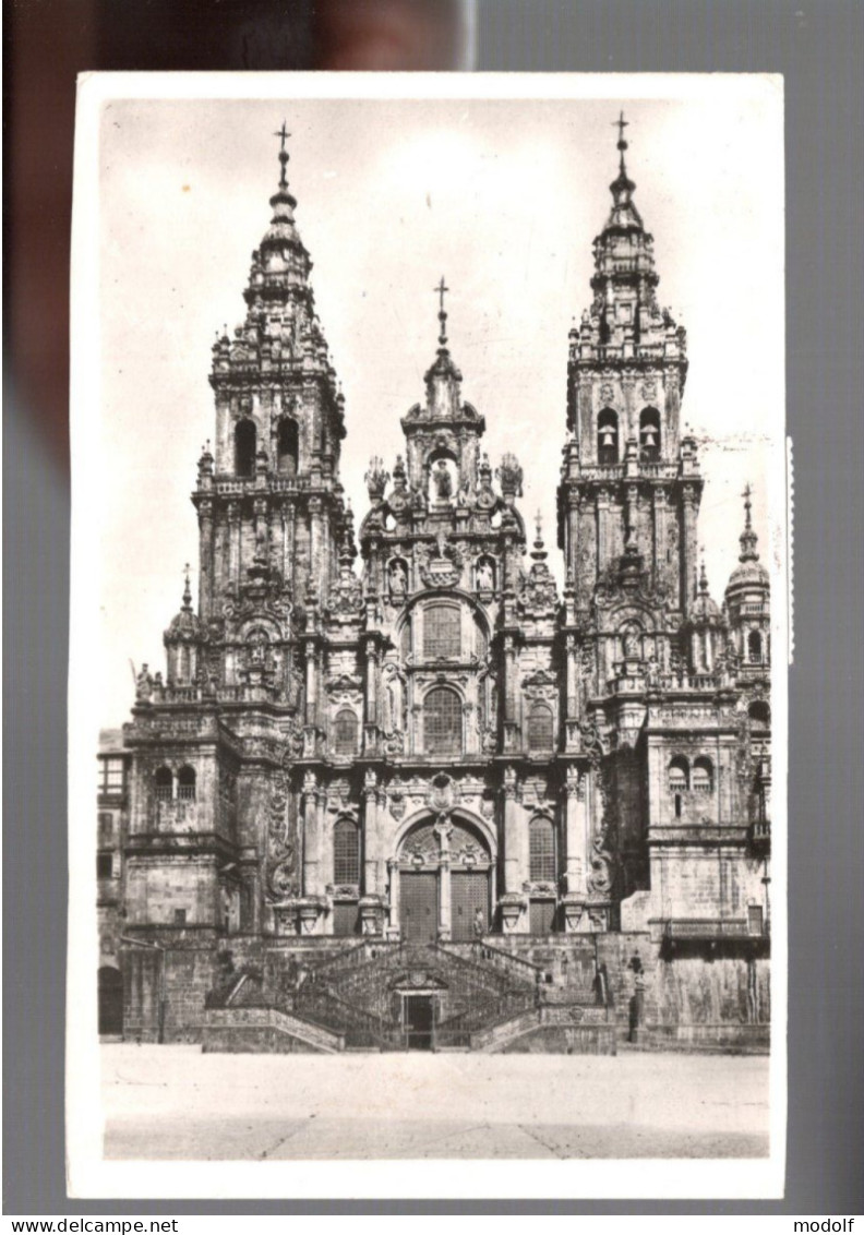 CPSM - Espagne - Santiago - Façade De L'Obradoiro - 1958 - Santiago De Compostela