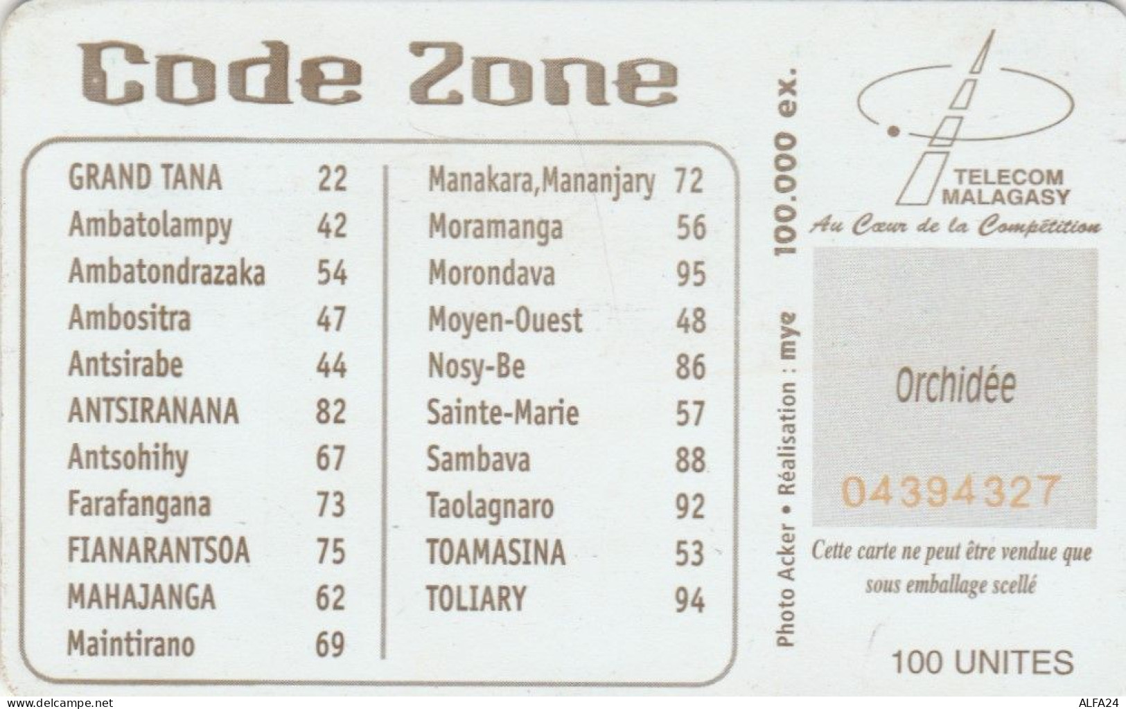 PHONE CARD MADAGASCAR (E83.10.4 - Madagaskar