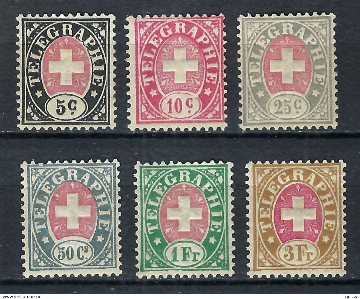 SUISSE Télégraphe Ca.1881: Les ZNr. 13-17 Neufs* Et 18 Neuf** - Telegraafzegels