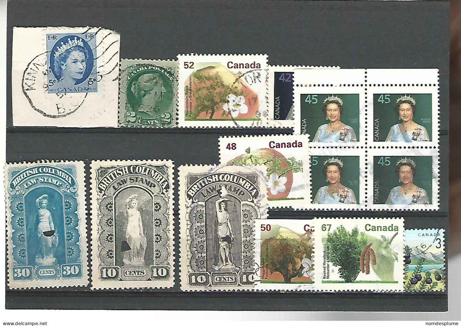 54543 ) Collection Canada Queen  BC Law Stamp Block - Sammlungen