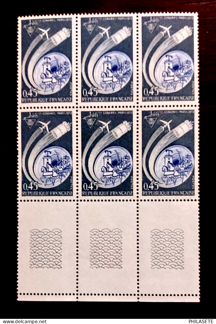 France 1972 Bloc De 6 Timbres Neuf** YV N° 1721 Congrés International Des PTT - Feuilles Complètes