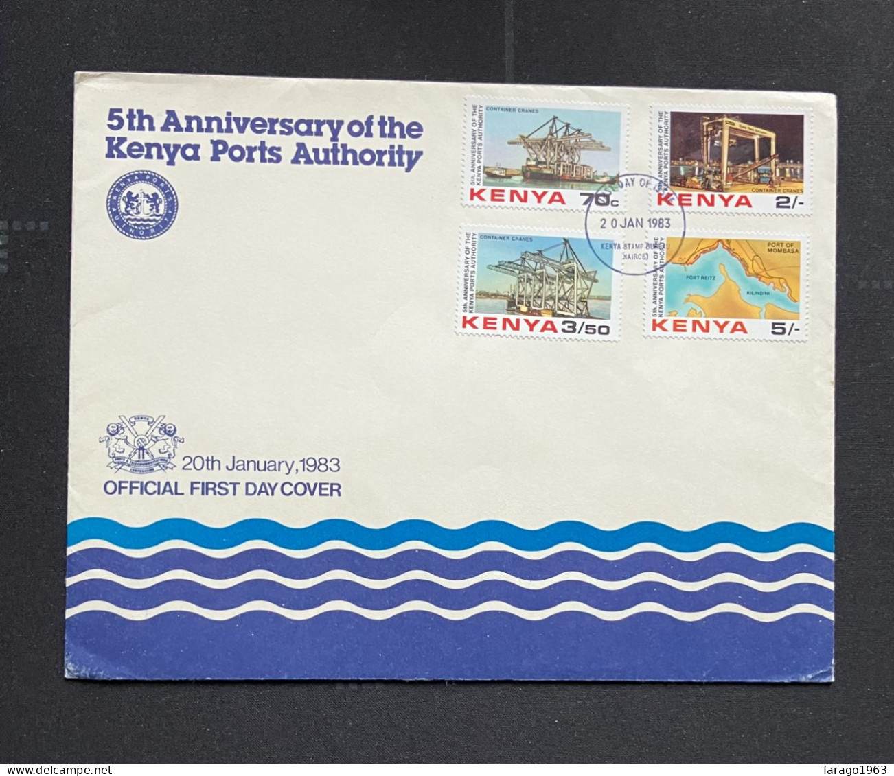 1982 Kenya Ports Authority Harbours Maps Ships  First Day Cover With New Issue Brochure - Kenia (1963-...)