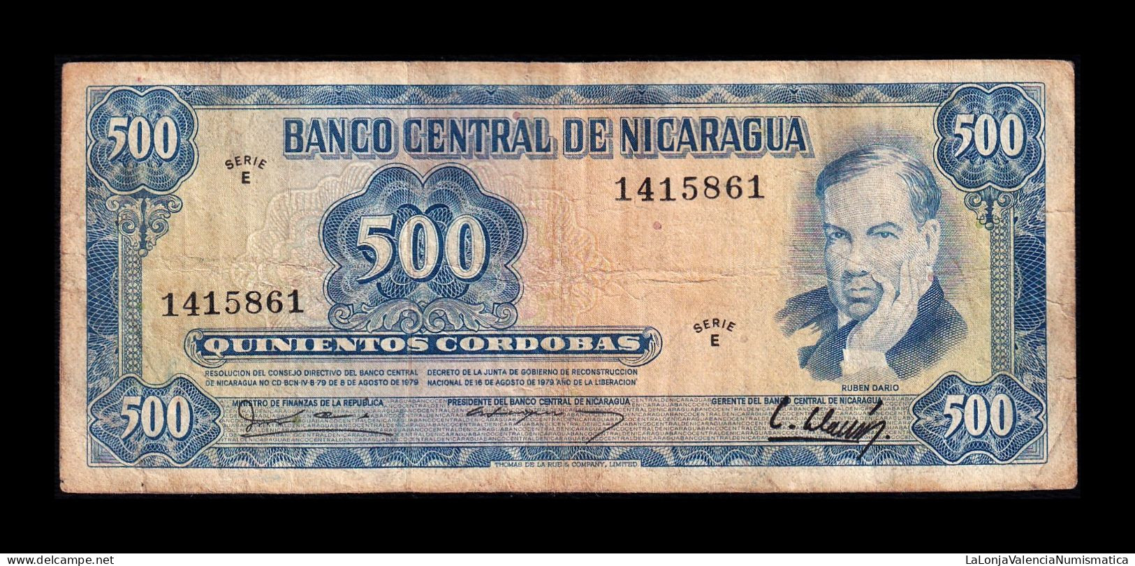 Nicaragua 500 Córdobas 1979 Pick 133 Serie E Bc/Mbc F/Vf - Nicaragua