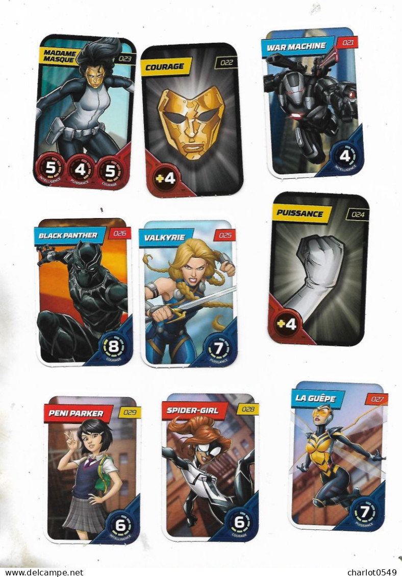 9 Cartes Marvel 2023 No 21.22.23.24.25.26.27.28.29 - Otros & Sin Clasificación