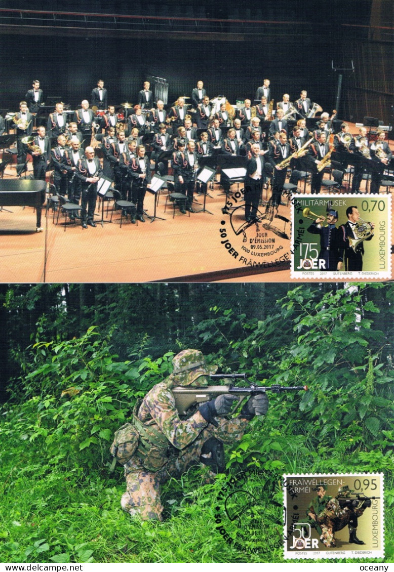 Luxembourg - Défense : Cinquantenaire Du Service Militaire Volontaire CM 2072/2073 (année 2017) - Maximumkaarten