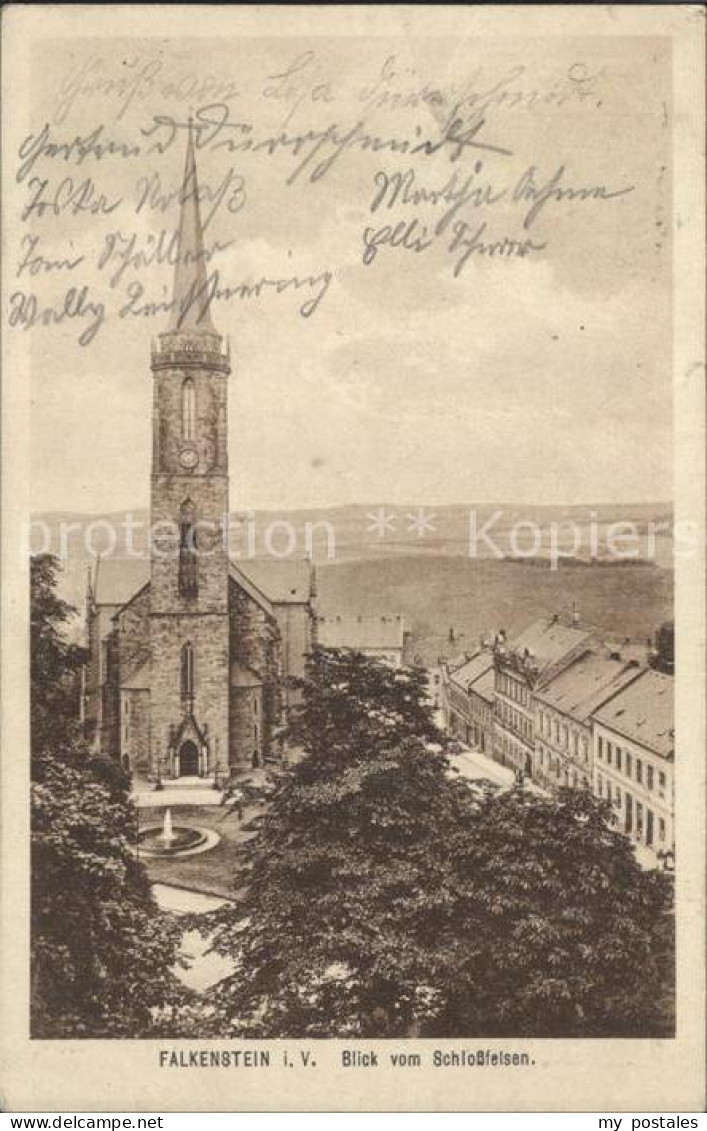 42242343 Falkenstein Vogtland Blick Vom Schlossfelsen Auf Kirche Falkenstein - Falkenstein (Vogtland)