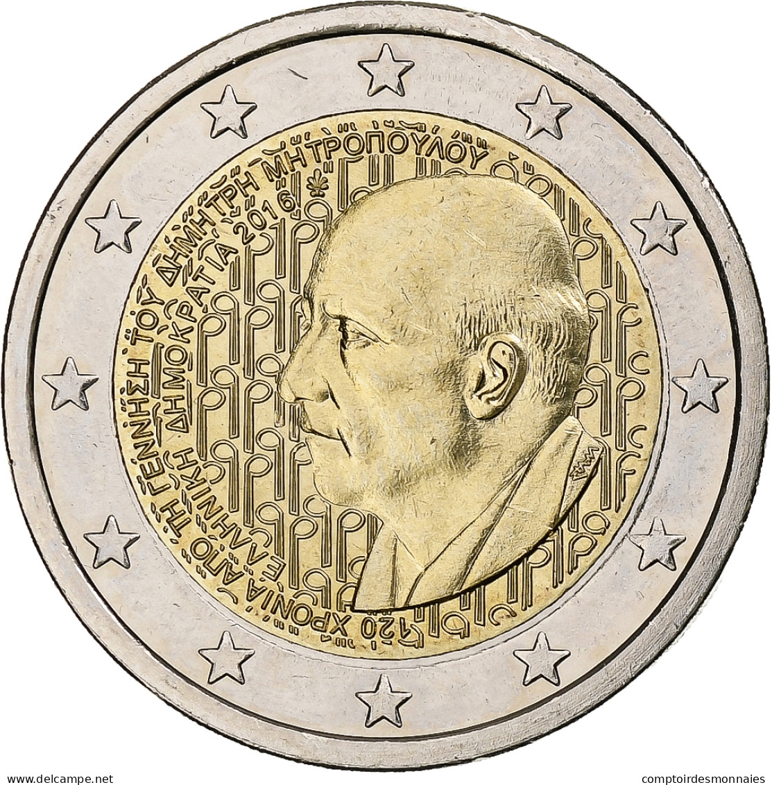 Grèce, 2 Euro, Dmitri Mitropoulos, 2016, SPL+, Bimétallique - Griekenland